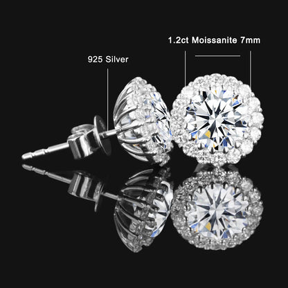 Aretes de plata con moissanita de 1.2 quilates