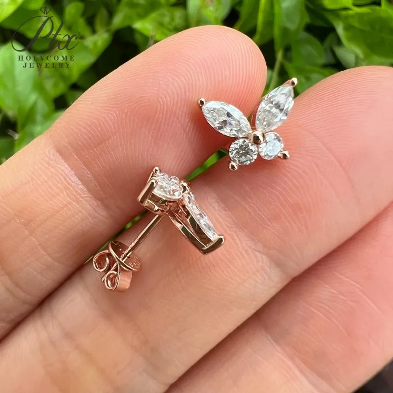 Juego de aretes mariposa de moissanita