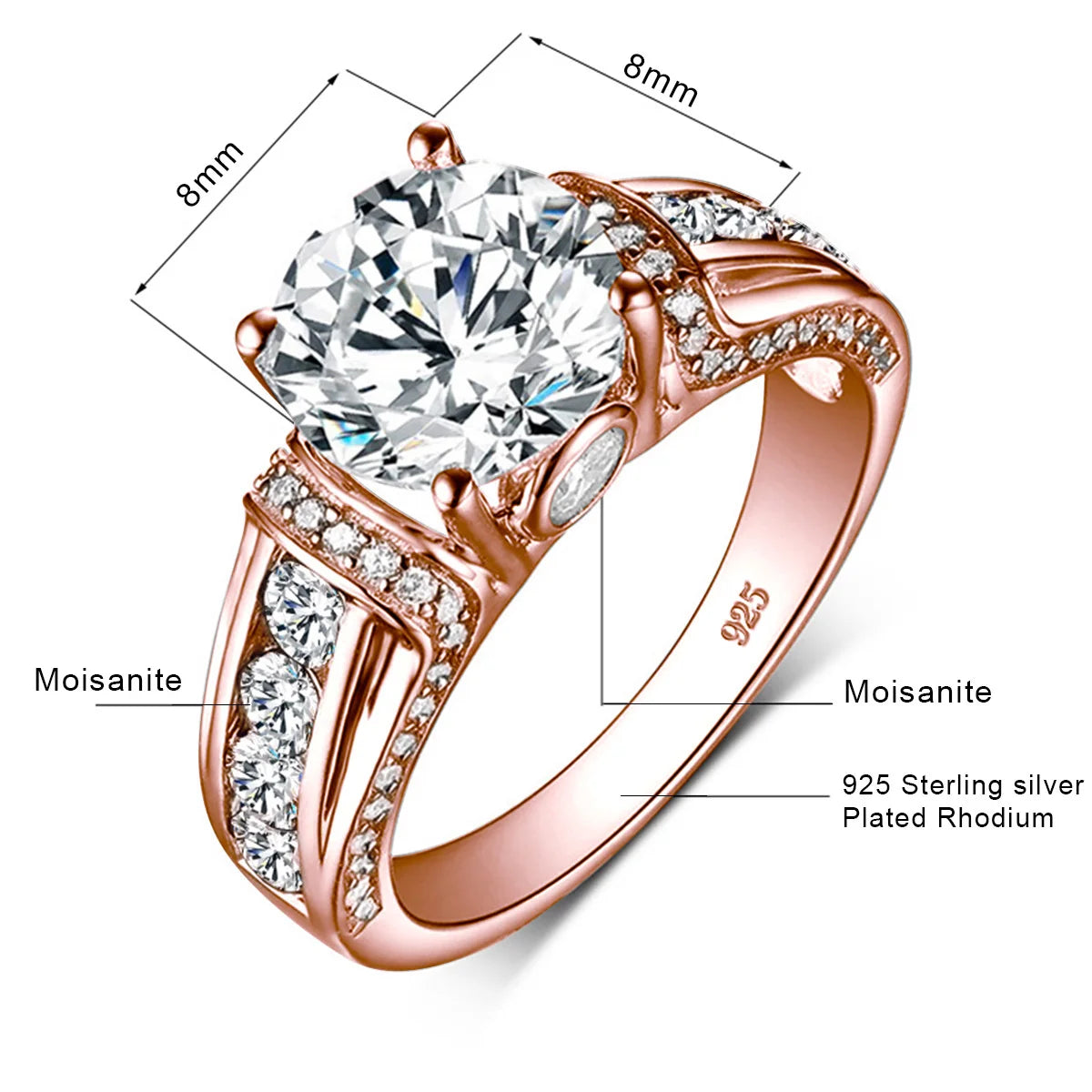 Anillo de compromiso moissanita de 2 quilates