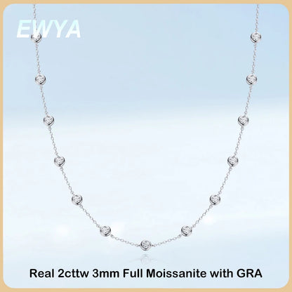 Cadena ajustable de plata de ley con moissanita 3mm