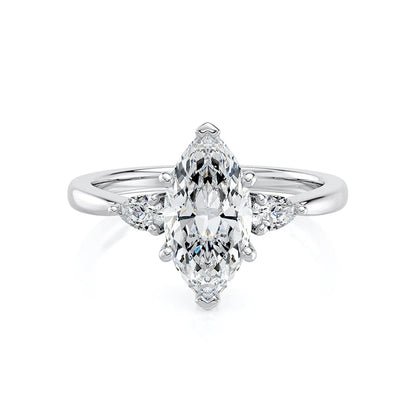 Anillo de compromiso de diamante Marquesa de oro de 14K y 18K para mujer, sortija de diamante cultivado en laboratorio, joyería fina con certificado IGI