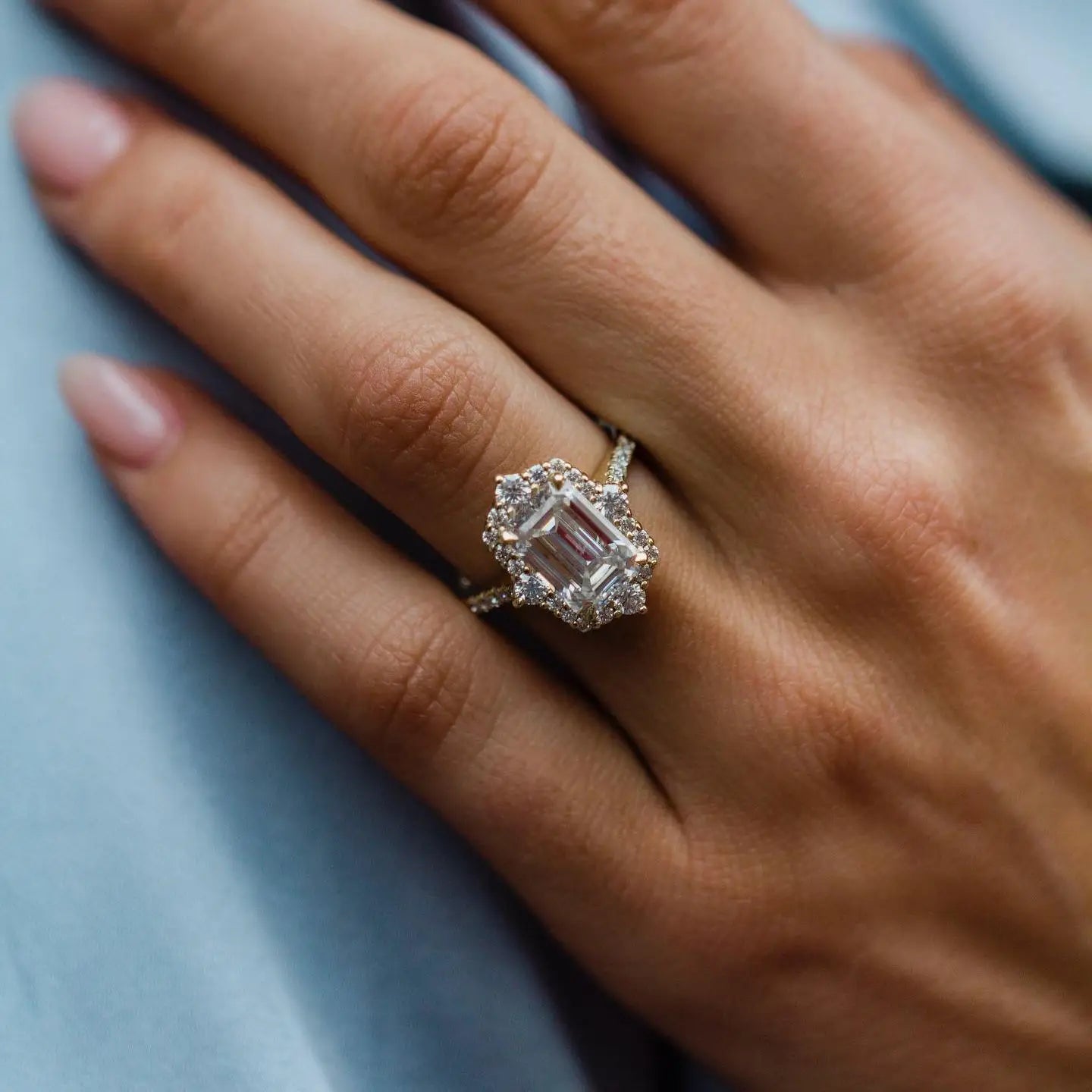 Anillos de boda de moissanita JOVOVASMILE 3,55 quilates 10x7,5mm corte Esmeralda certificado joyería de oro sólido de 14k para mujer