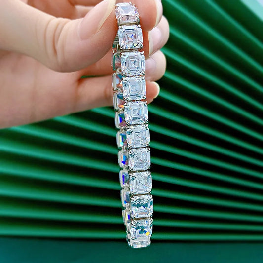 Pulsera de moissanita de corte Asscher