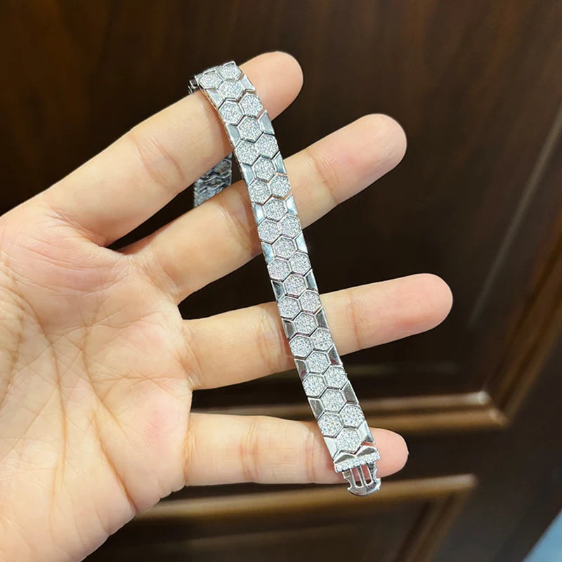 Pulsera de moissanita diseño de panal