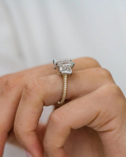 Anillo de compromiso de moissanita JOVOVASMILE de 4,5 quilates, 11x8mm, oro de 18k, hielo triturado, radiante, alianza de boda de eternidad 3/4 para mujer