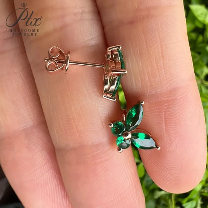 Juego de aretes mariposa de moissanita
