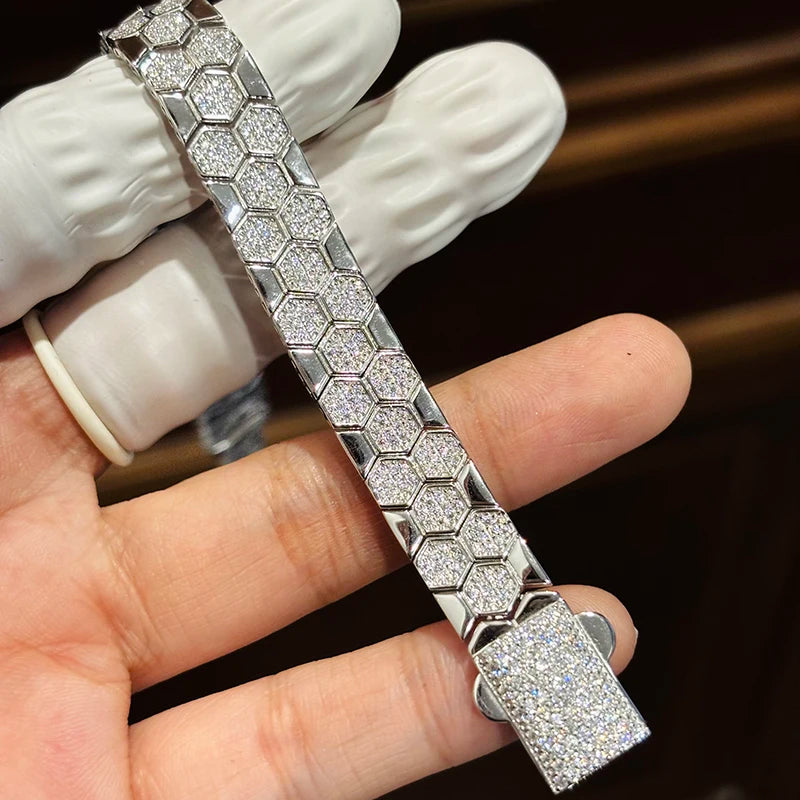 Pulsera de moissanita diseño de panal