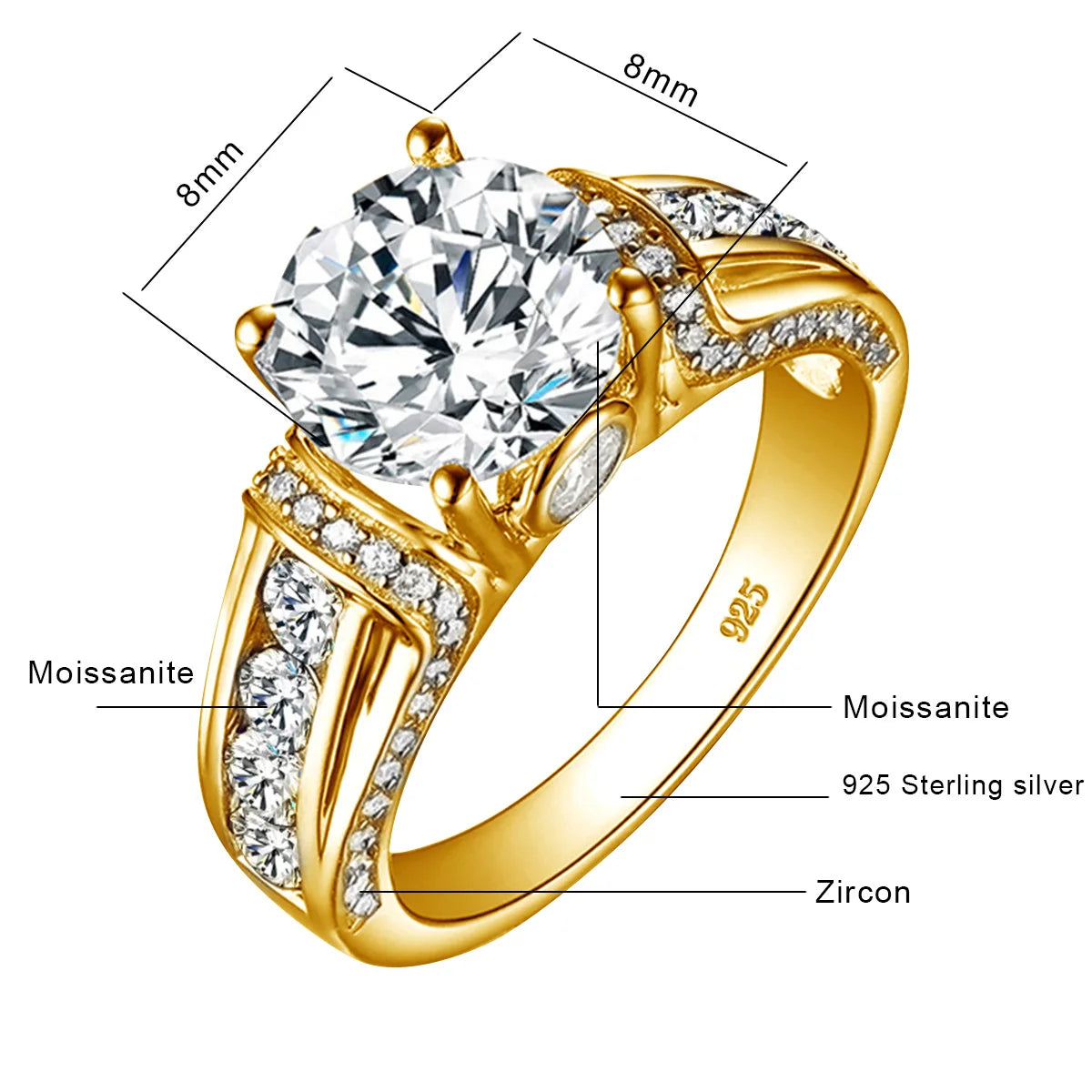 Anillo de compromiso moissanita de 2 quilates