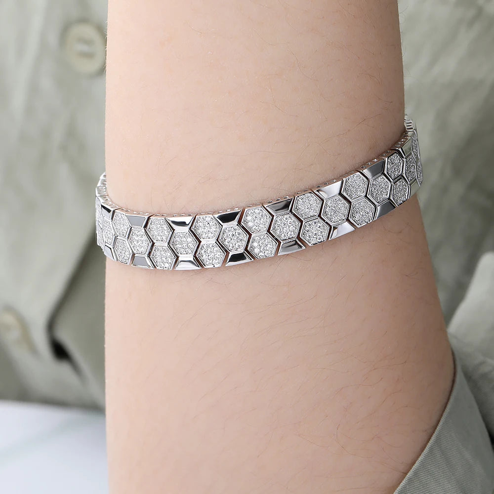 Pulsera de moissanita diseño de panal