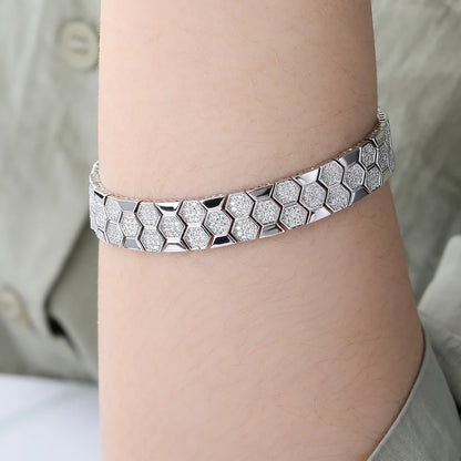 Pulsera de moissanita diseño de panal