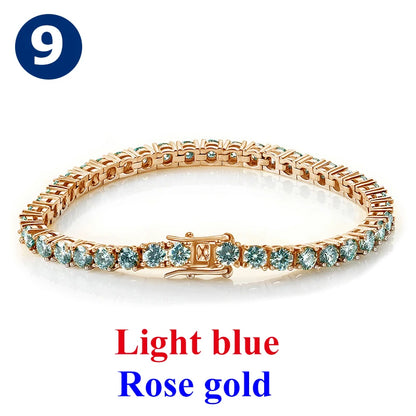 Cadena de tenis de moissanita Unisex Azul