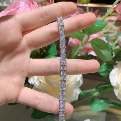 Pulsera de moissanita corte Princess 17cm