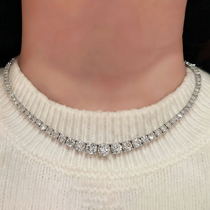 BXINY-collares de tenis de moissanita con gradiente de lujo para mujer, plata S925, diamante certificado GRA, regalos nupciales románticos, joyería