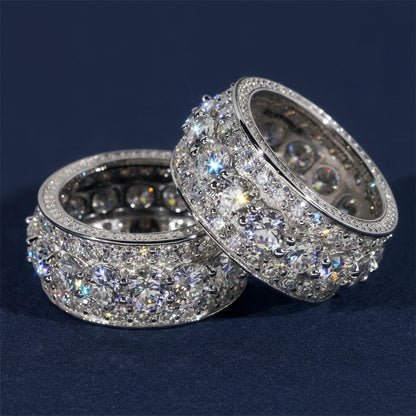 Anillo Ice Out de moissanita unisex