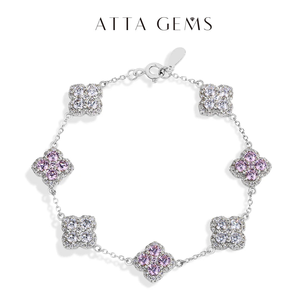 Pulsera de moissanita diseño de trébol