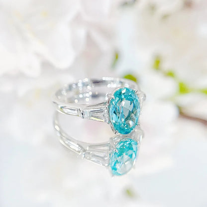 Anillo de turmalina Paraiba solitario ovalado