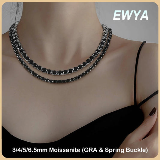 Collar tennis de moissanita negra de 3 - 6.5 mm
