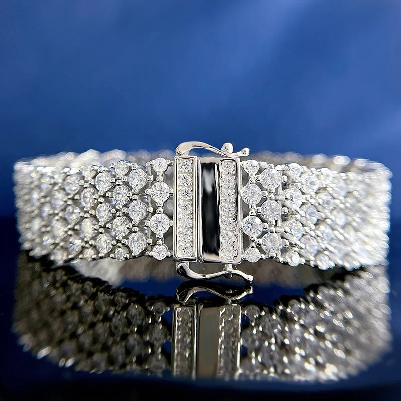 Brazalete de plata de ley con moissanita para mujer