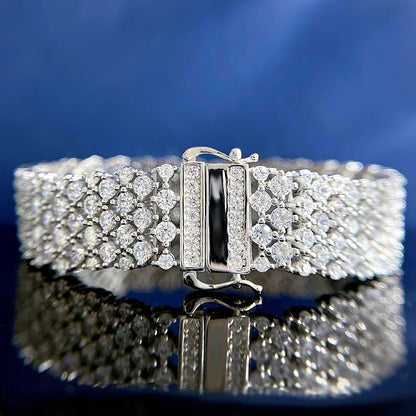 Brazalete de plata de ley con moissanita para mujer
