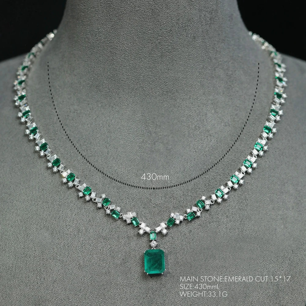 Collar de plata y circón esmeralda de alto carbono