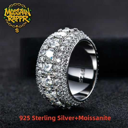 Anillo de diamantes ice out de moissanita, 8.46 quilates