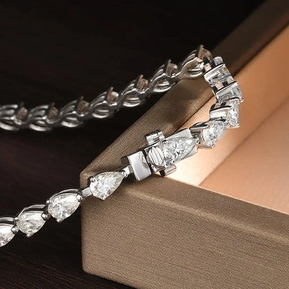 Pulsera de tenis de diamantes de moissanita con corte de pera de 3*5 mm