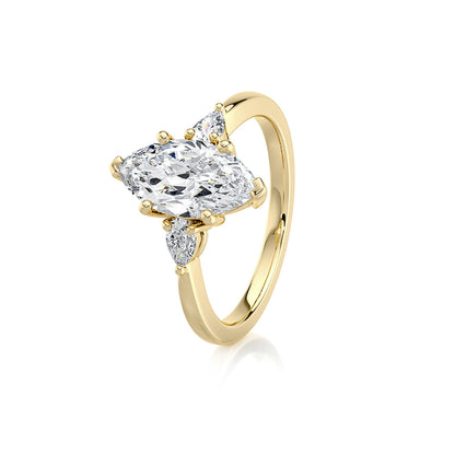 Anillo de compromiso de diamante Marquesa de oro de 14K y 18K para mujer, sortija de diamante cultivado en laboratorio, joyería fina con certificado IGI