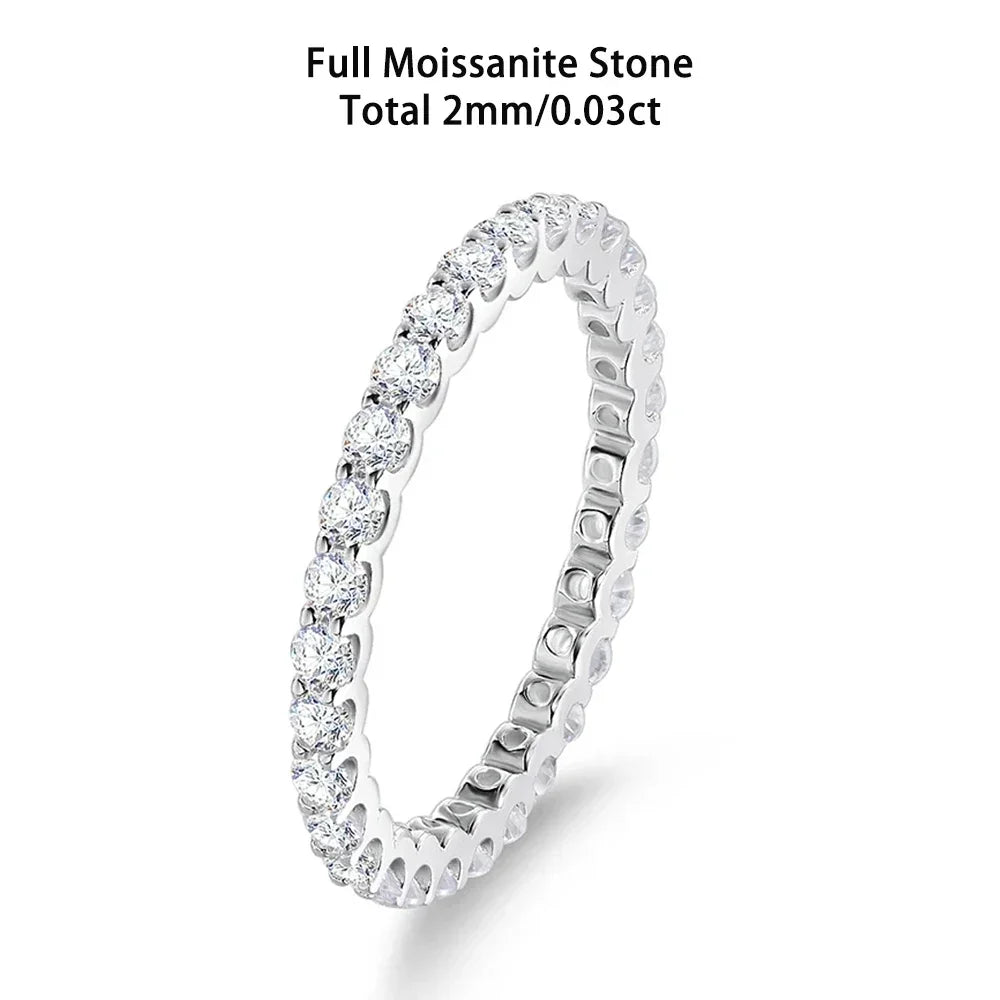 2/3mm anillos de moissanita, Unisex, plata 925, chapado el oro 18k