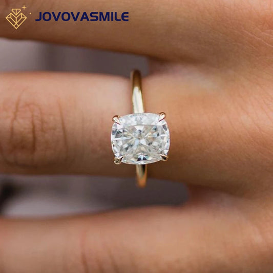 Anillo de moissanita JOVOVASMILE de 3,5 quilates D vvs1 Color 9x8mm forma de cojín ligeramente alargada corte de hielo triturado con certificación