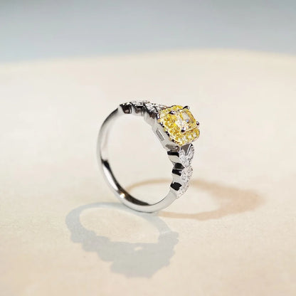 Anillo de diamante moissanita de cuatro garras de platino sólido de lujo PT950