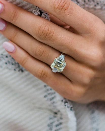 Anillo de mujer JOVOVASMILE moissanita amarilla 5 quilates 10x10mm corte Asscher Original 9k 18k oro blanco 585 joyería de dos tonos para fiesta