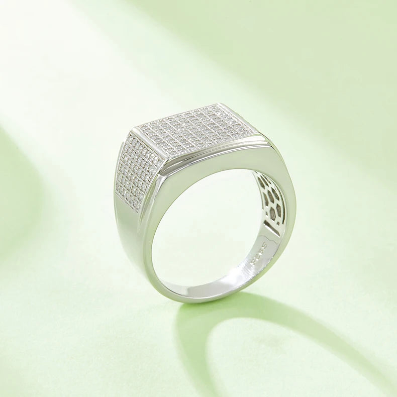 Anillo de moissanita auténtica chapado en oro blanco