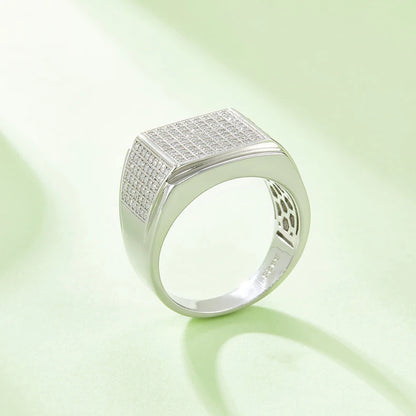 Anillo de moissanita auténtica chapado en oro blanco