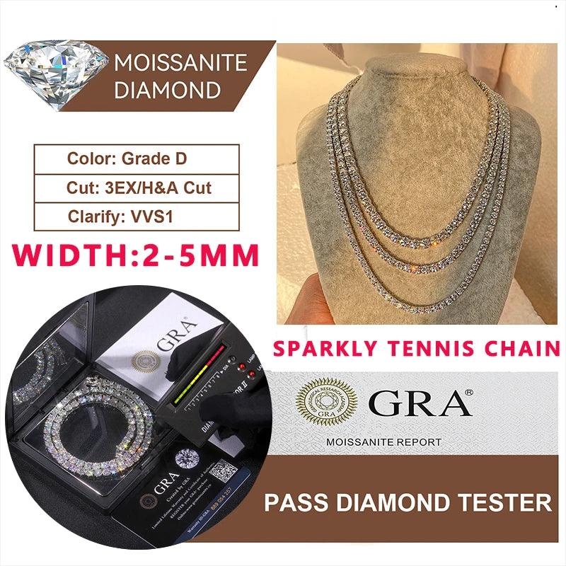 ICEOUTBOX D VVS1 Pulsera de tenis de moissanita Original plata de ley s925 chapada en oro blanco de 18 quilates con pulseras GRA para mujer y hombre