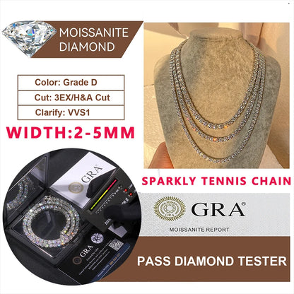 ICEOUTBOX D VVS1 Pulsera de tenis de moissanita Original plata de ley s925 chapada en oro blanco de 18 quilates con pulseras GRA para mujer y hombre