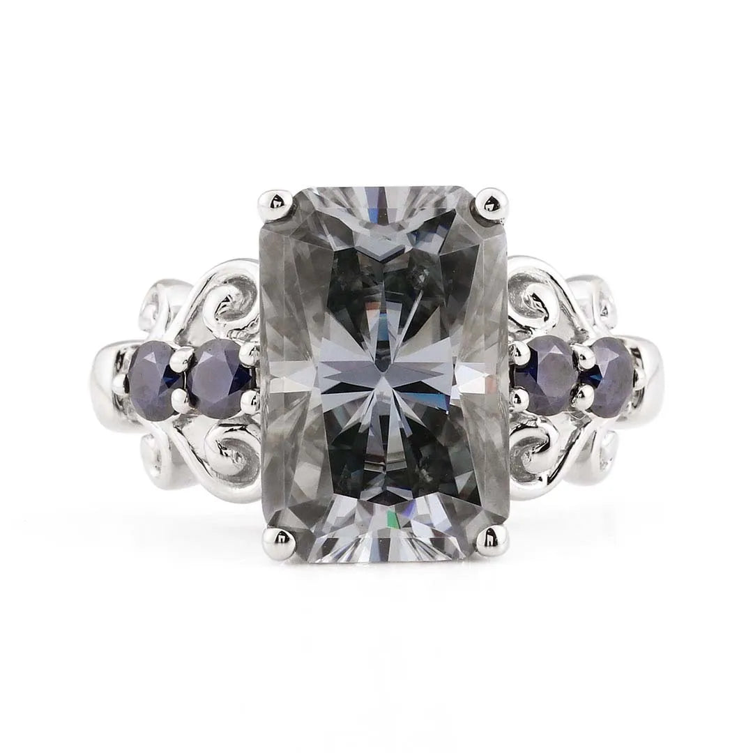 Anillos llamativos de moissanita gris provenzoso para mujer, joyería DIY de lujo de 14K, anillos de aniversario de 5,5 quilates para graduación con GRA