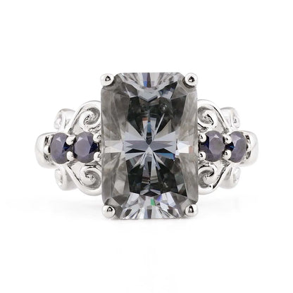 Anillos llamativos de moissanita gris provenzoso para mujer, joyería DIY de lujo de 14K, anillos de aniversario de 5,5 quilates para graduación con GRA