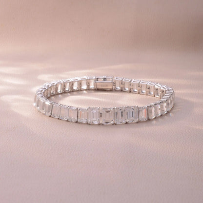 Pulsera de moissanita corte Princess 17cm
