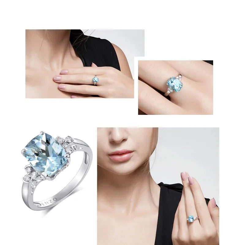 Anillo de Compromiso Aguamarina