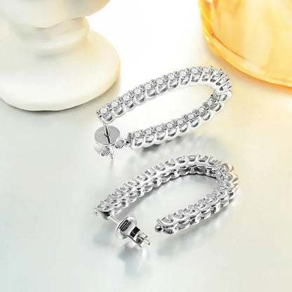 Pendientes de plata con moissanita, 0.8CT