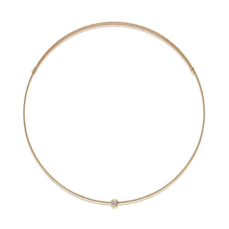 Gargantilla de plata 925 chapado en oro de 18k con moissanita