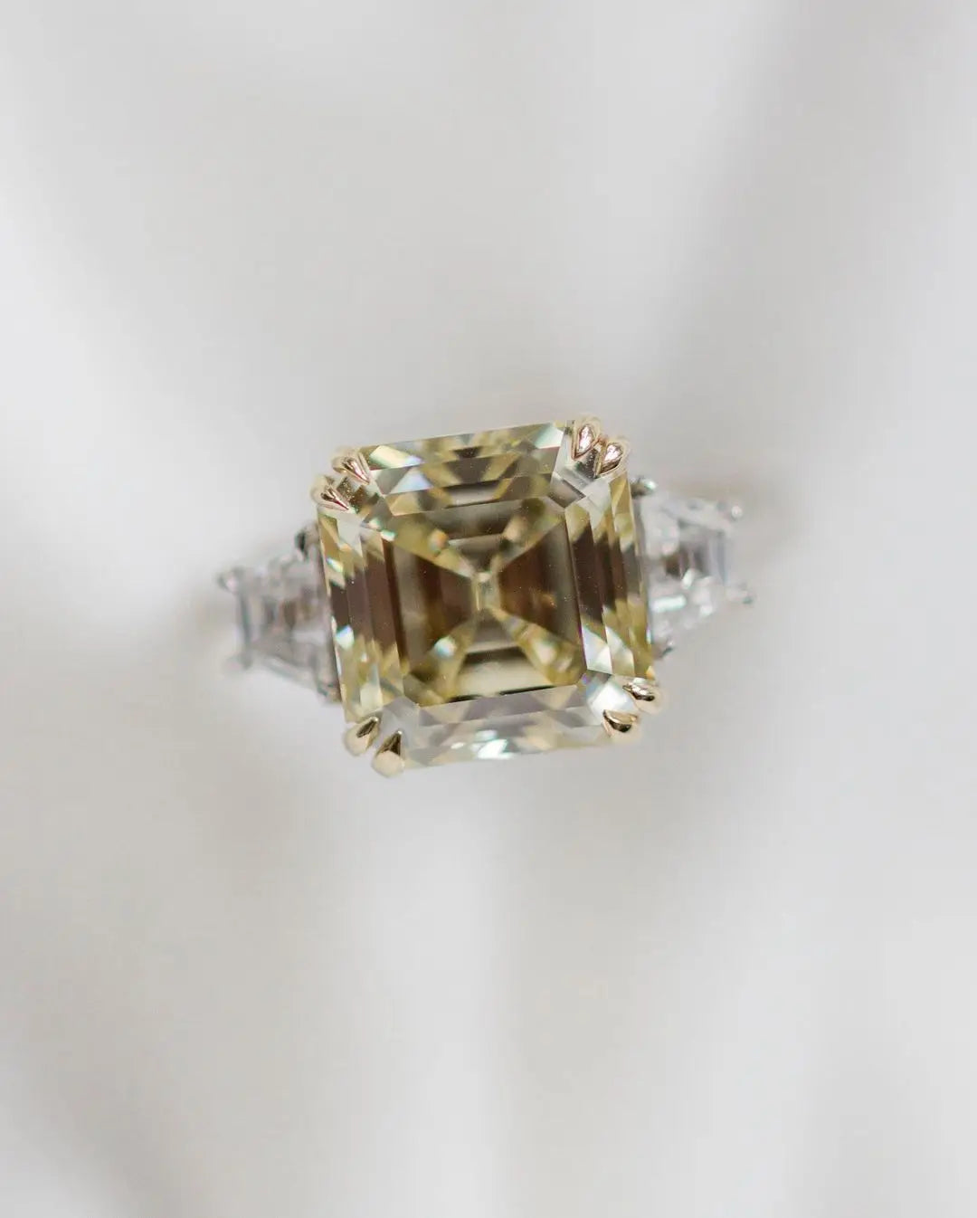 Anillo de mujer JOVOVASMILE moissanita amarilla 5 quilates 10x10mm corte Asscher Original 9k 18k oro blanco 585 joyería de dos tonos para fiesta