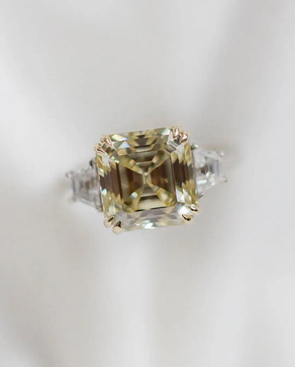 Anillo de mujer JOVOVASMILE moissanita amarilla 5 quilates 10x10mm corte Asscher Original 9k 18k oro blanco 585 joyería de dos tonos para fiesta