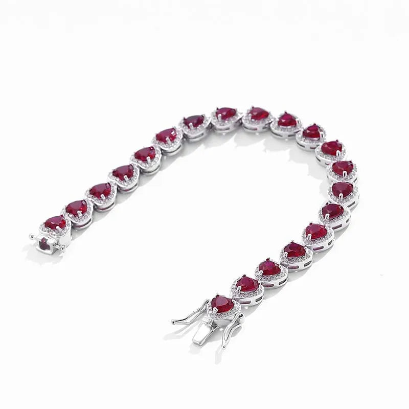 Pulsera de corindón rojo y platino PT950