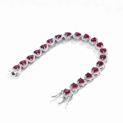 Pulsera de corindón rojo y platino PT950