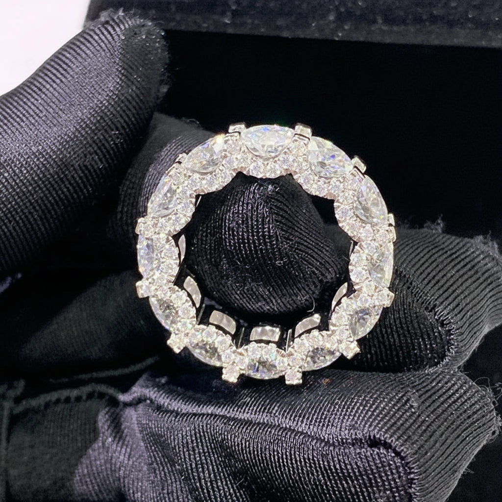 Anillo de moissanita 5 quilates con corte de pera D VVS con diamante moissanita redondo de 6mm, conjunto de anillos de moissanita para mujer