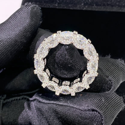 Anillo de moissanita 5 quilates con corte de pera D VVS con diamante moissanita redondo de 6mm, conjunto de anillos de moissanita para mujer