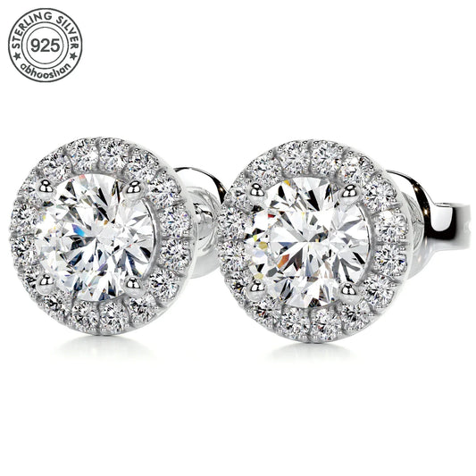 Aretes roscados de moissanita