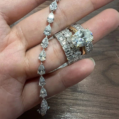 Pulsera de tenis de diamantes de moissanita con corte de pera de 3*5 mm