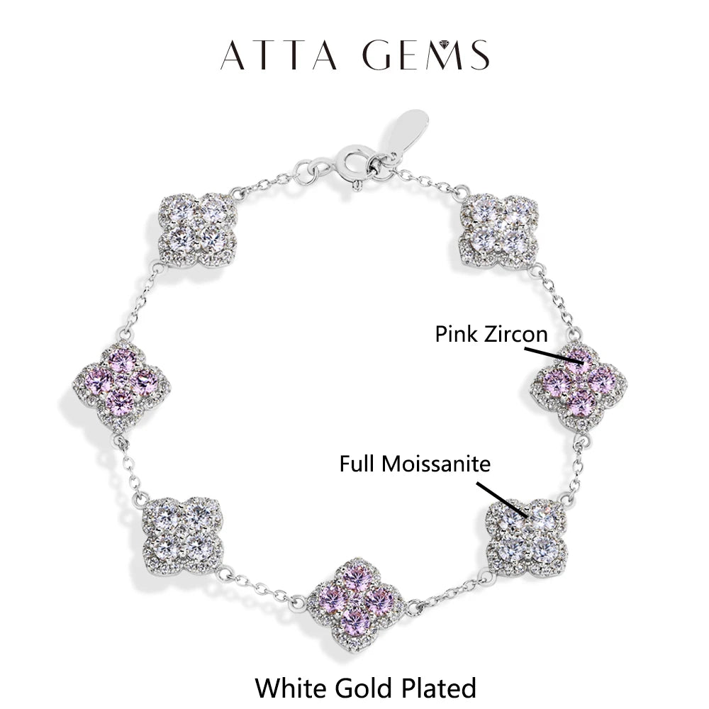 Pulsera de moissanita diseño de trébol